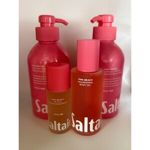 NEW Saltair Pink Beach Body Care Body Wash Body Oil AHA Deodorant Lot Set